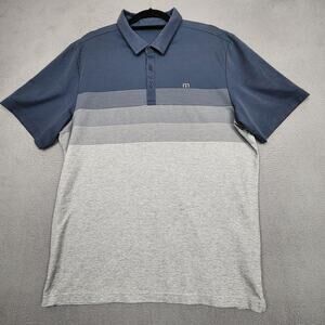 Travis Mathew Polo Shirt Mens 2XL Blue Gray Pima Cotton Take Flight Golf 1MS056